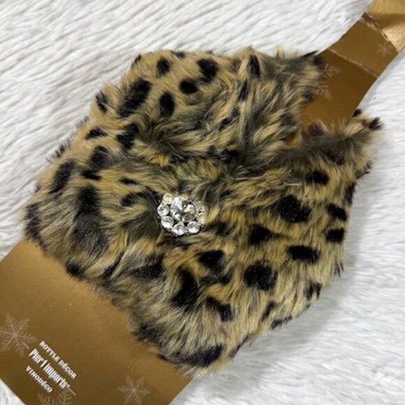 Pier 1 Imports Leopard Faux Fur Rhinestone Brooch Wine Bottle Collar Vinodeco - Picture 1 of 10